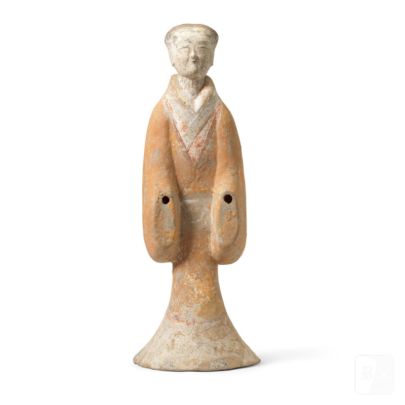漢 陶俑 | A LARGE POTTERY MODEL OF AN ATTENDANT - 图1